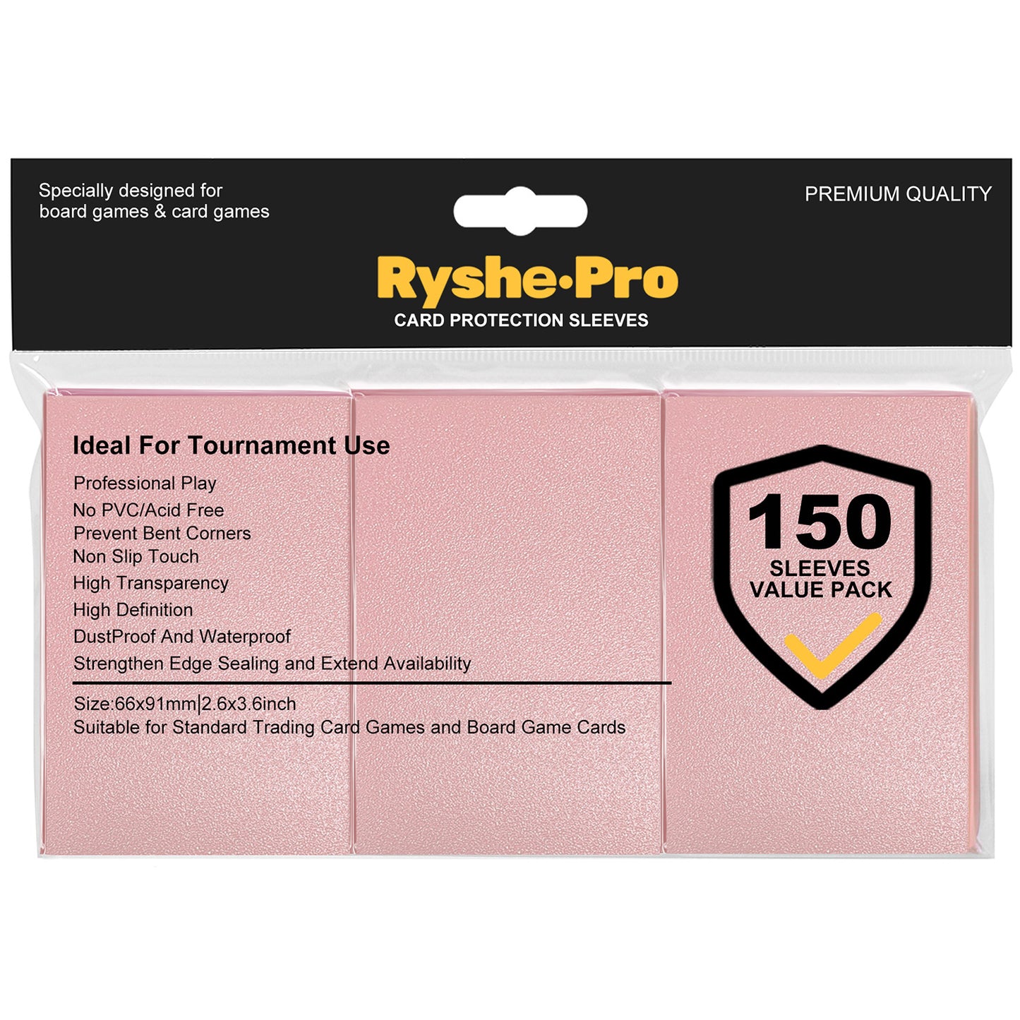 Premium Pink Card Sleeves, 150 Sleeves 2.6''x3.6''(66x91mm) Compatible with Standard Sized Trading Card, Fit for MTG PTCG Game Card, Baseball Card, Sport Card