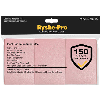 Premium Pink Card Sleeves, 150 Sleeves 2.6''x3.6''(66x91mm) Compatible with Standard Sized Trading Card, Fit for MTG PTCG Game Card, Baseball Card, Sport Card