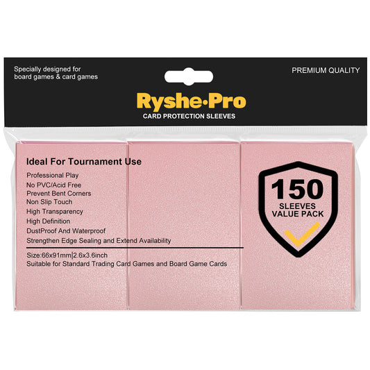 Premium Pink Card Sleeves, 150 Sleeves 2.6''x3.6''(66x91mm) Compatible with Standard Sized Trading Card, Fit for MTG PTCG Game Card, Baseball Card, Sport Card