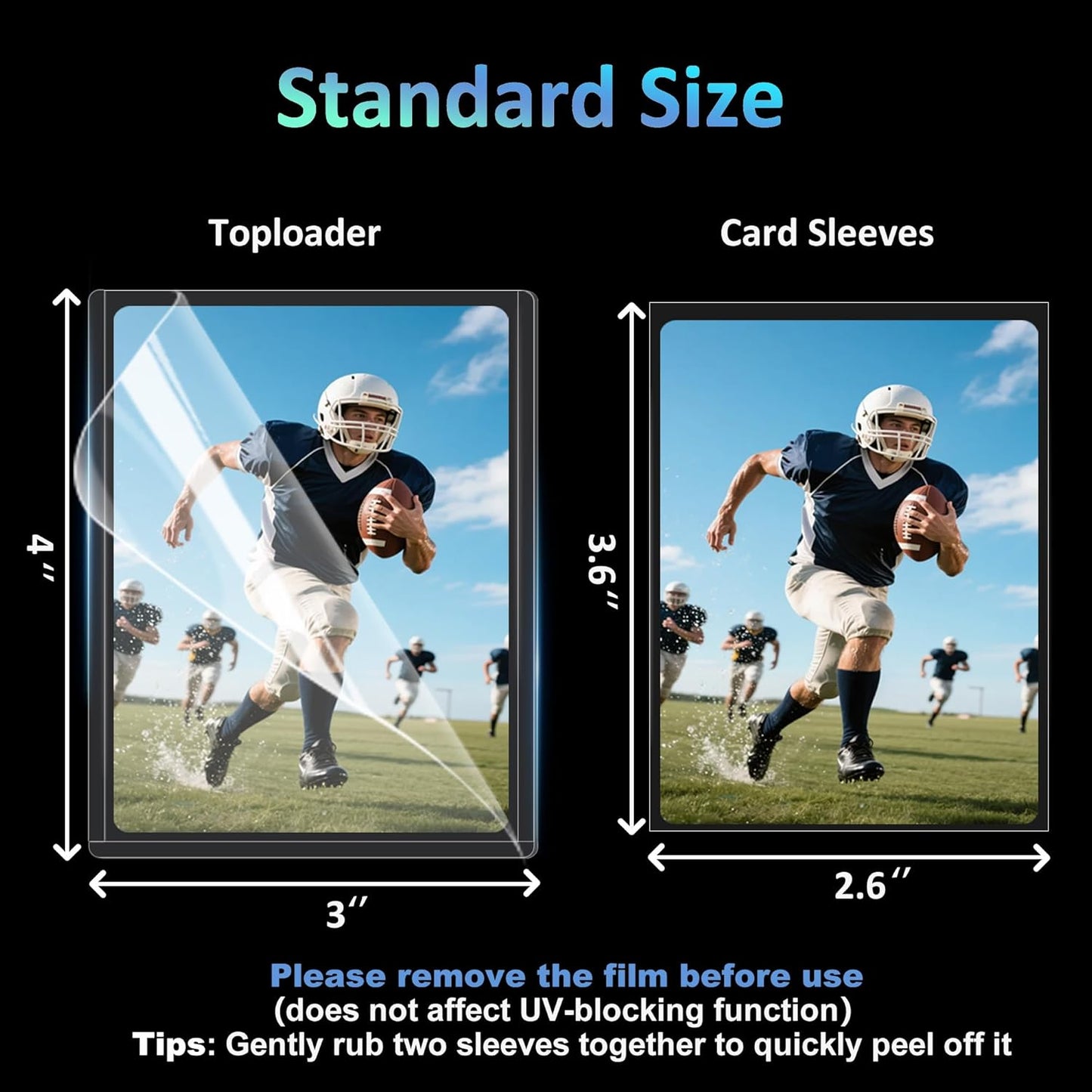 RyshePro 200 Card Sleeves Top Loaders, 35PT Hard Plastic Holder for Baseball, Full UV-Resistant Trading Card Protectors Fit for MTG TCG Game Sports
