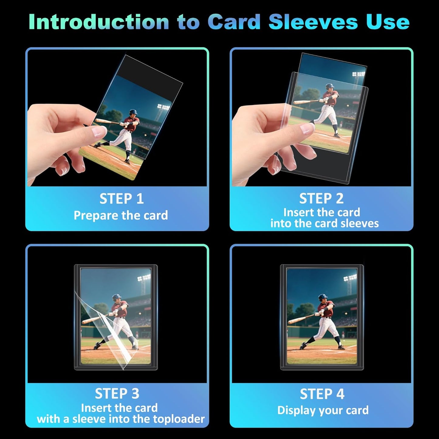 RyshePro 200 Card Sleeves Top Loaders, 35PT Hard Plastic Holder for Baseball, Full UV-Resistant Trading Card Protectors Fit for MTG TCG Game Sports